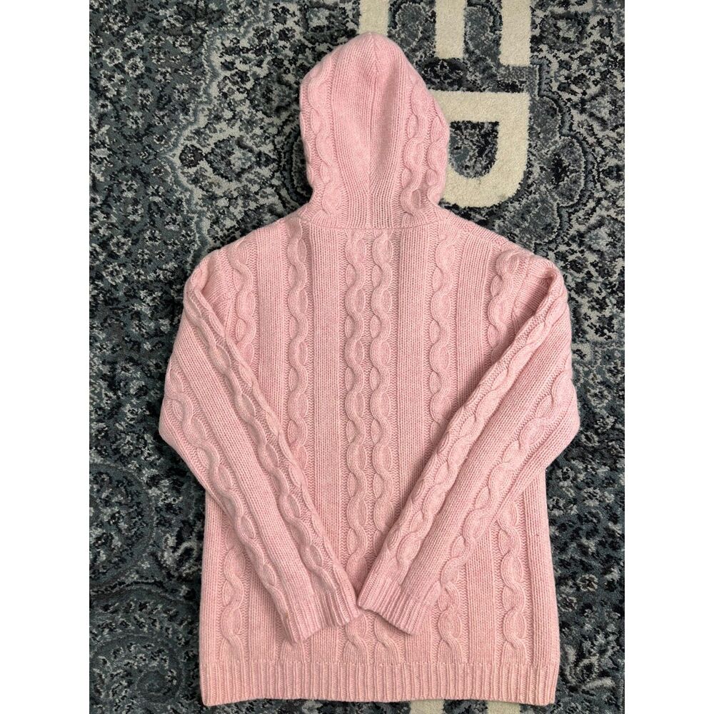 Vintage 90s Womens Suantrai 100% Wool Cable knit Hooded Sweater Size Medium Pink